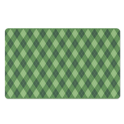 Forest Green Argyle Pattern Print Polyester Doormat