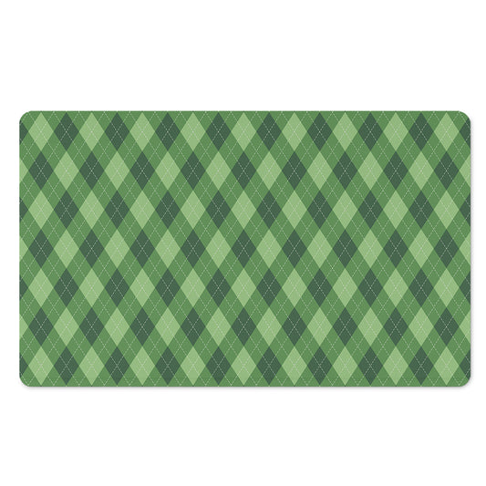 Forest Green Argyle Pattern Print Polyester Doormat