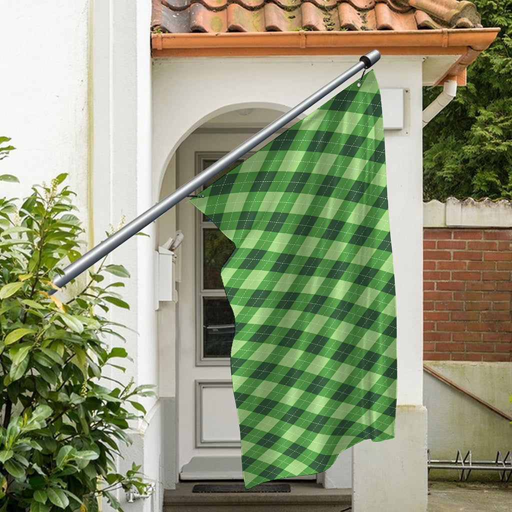 Forest Green Argyle Pattern Print Polyester Flag