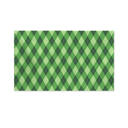 Forest Green Argyle Pattern Print Polyester Flag