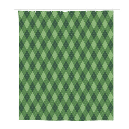 Forest Green Argyle Pattern Print Polyester Shower Curtain