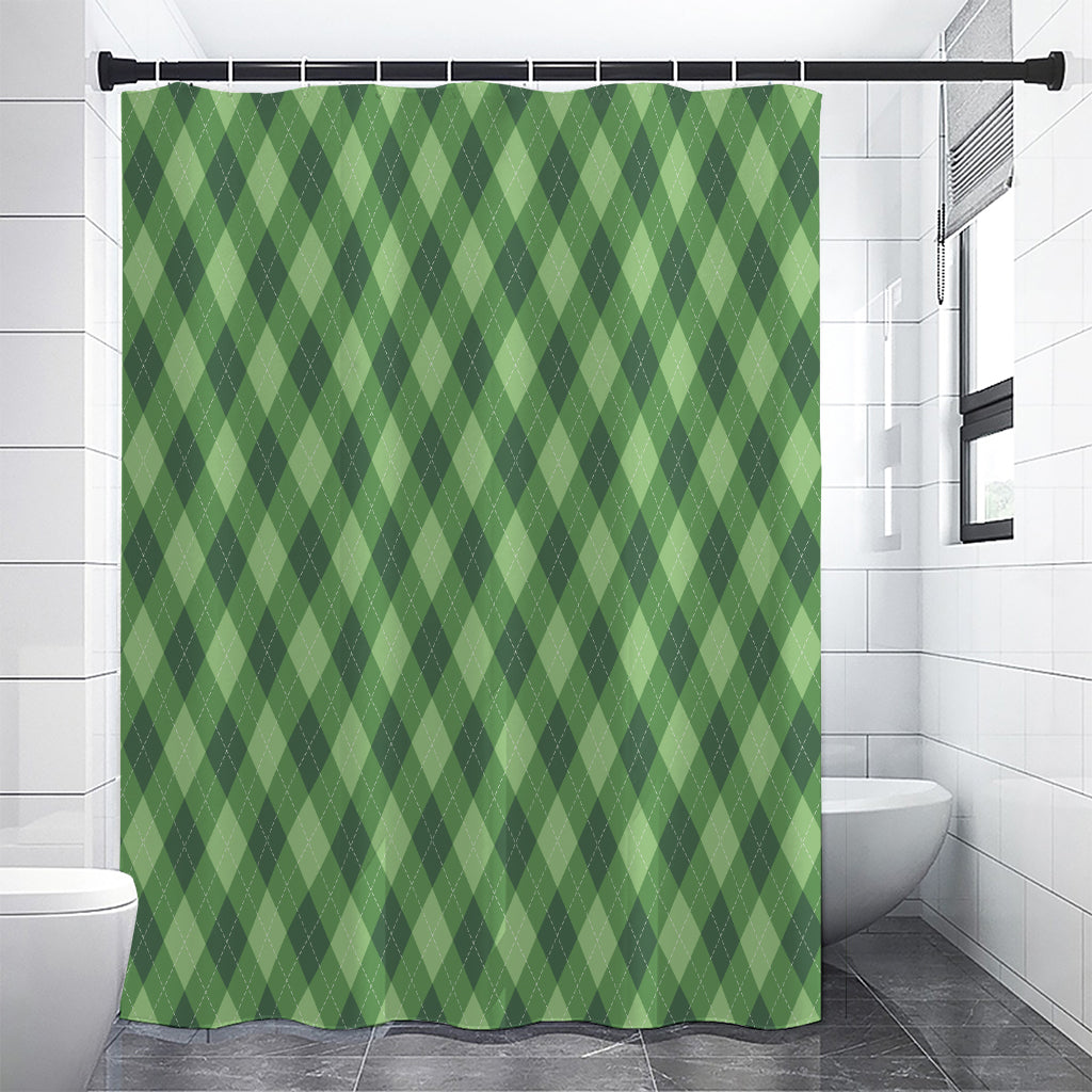 Forest Green Argyle Pattern Print Premium Shower Curtain