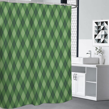 Forest Green Argyle Pattern Print Premium Shower Curtain