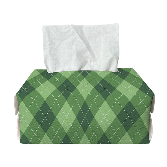 Forest Green Argyle Pattern Print Rectangle Tissue Box Cover