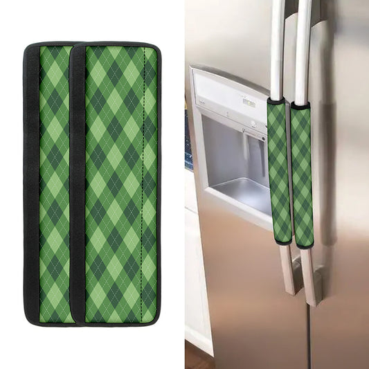 Forest Green Argyle Pattern Print Refrigerator Handle Covers
