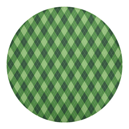 Forest Green Argyle Pattern Print Round Blanket