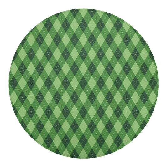 Forest Green Argyle Pattern Print Round Blanket