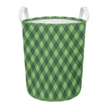 Forest Green Argyle Pattern Print Round Laundry Basket