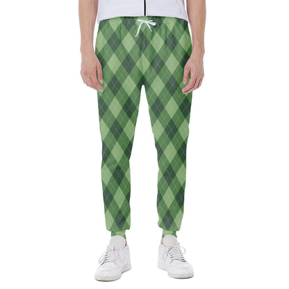 Forest Green Argyle Pattern Print Scuba Joggers