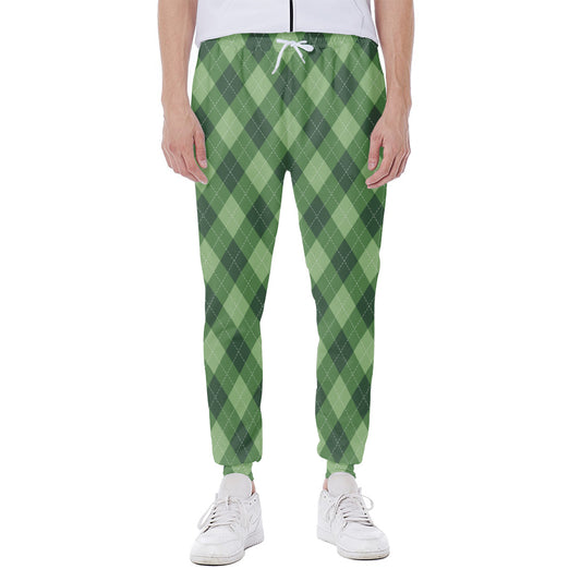 Forest Green Argyle Pattern Print Scuba Joggers