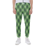 Forest Green Argyle Pattern Print Scuba Joggers