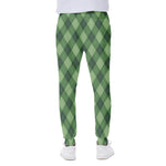 Forest Green Argyle Pattern Print Scuba Joggers