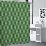 Forest Green Argyle Pattern Print Shower Curtain