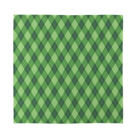 Forest Green Argyle Pattern Print Silk Bandana