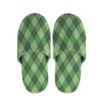 Forest Green Argyle Pattern Print Slippers
