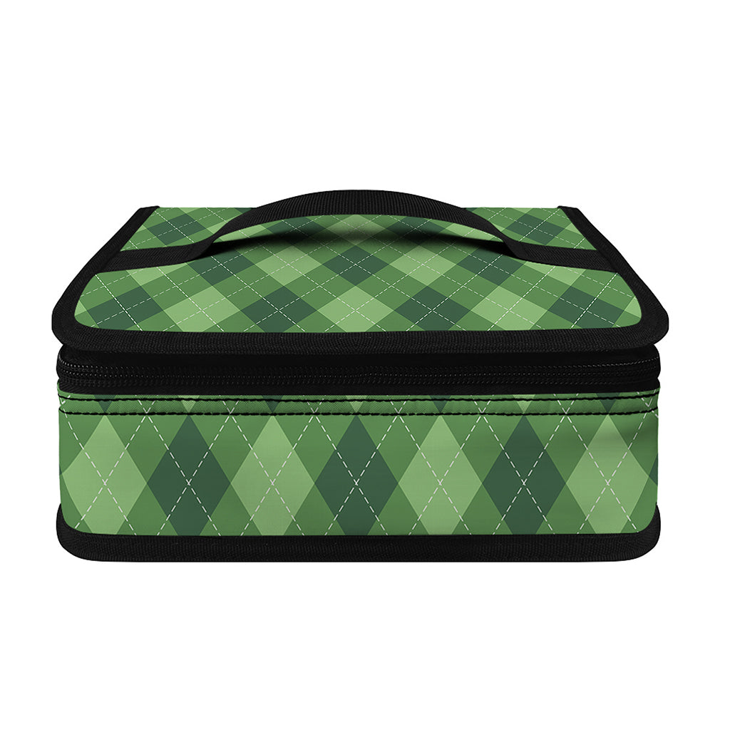 Forest Green Argyle Pattern Print Small Lunch Bag