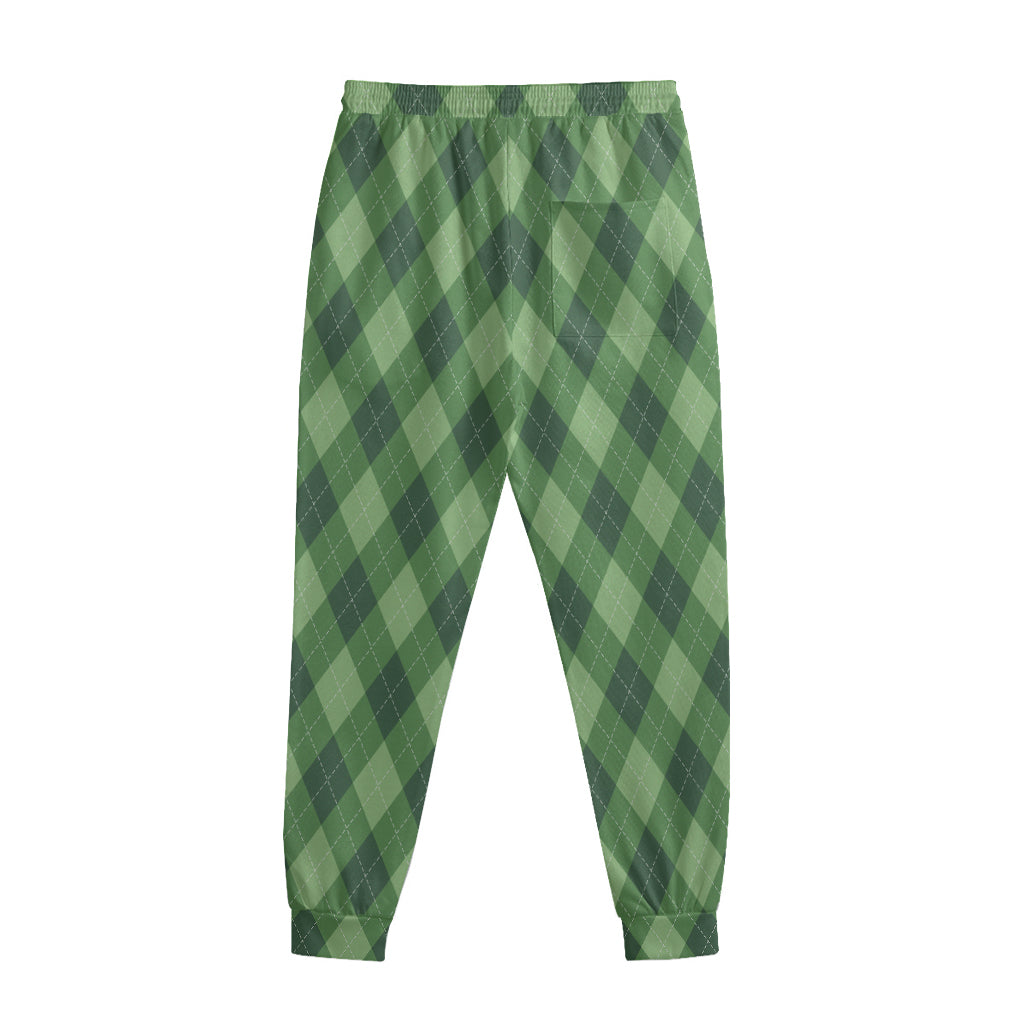 Forest Green Argyle Pattern Print Sweatpants