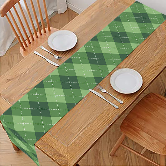 Forest Green Argyle Pattern Print Table Runner
