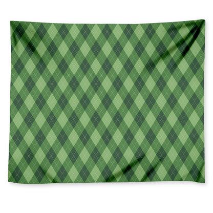 Forest Green Argyle Pattern Print Tapestry