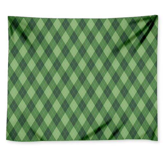 Forest Green Argyle Pattern Print Tapestry