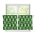 Forest Green Argyle Pattern Print Tier Curtains