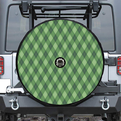 Forest Green Argyle Pattern Print Tire Cover With Camera Hole