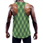 Forest Green Argyle Pattern Print Training Tank Top