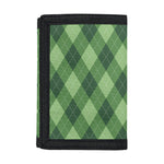 Forest Green Argyle Pattern Print Trifold Wallet