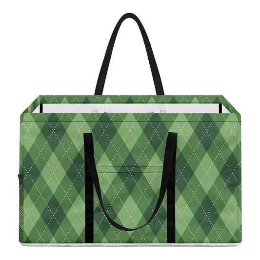 Forest Green Argyle Pattern Print Utility Tote Bag