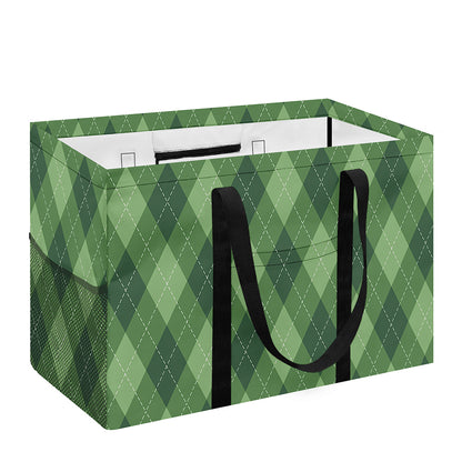 Forest Green Argyle Pattern Print Utility Tote Bag