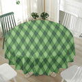 Forest Green Argyle Pattern Print Waterproof Round Tablecloth