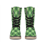 Forest Green Argyle Pattern Print Winter Boots