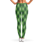 Forest Green Argyle Pattern Print Women's Leggings