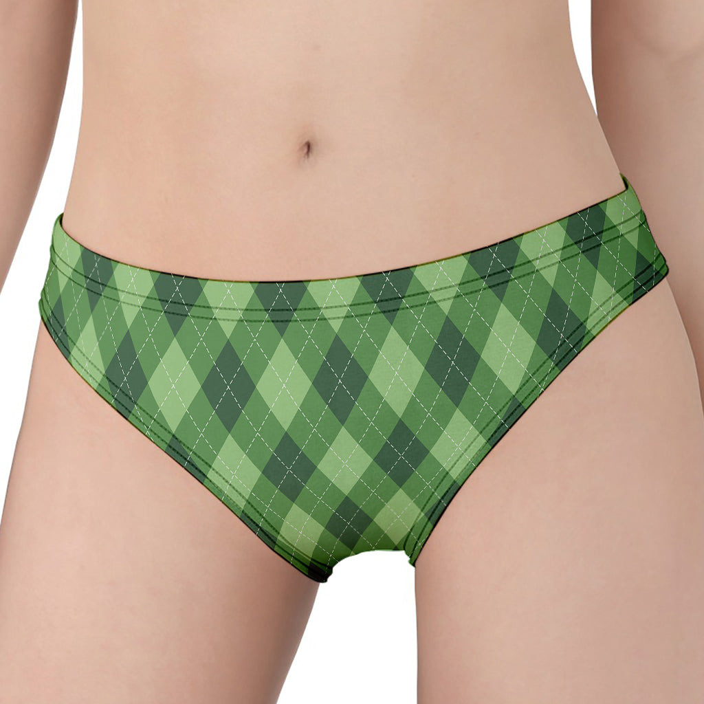 Forest Green Argyle Pattern Print Women's Panties