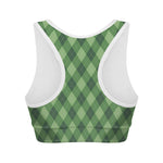 Forest Green Argyle Pattern Print Women's Sports Bra