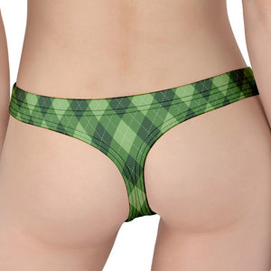 Forest Green Argyle Pattern Print Women's Thong