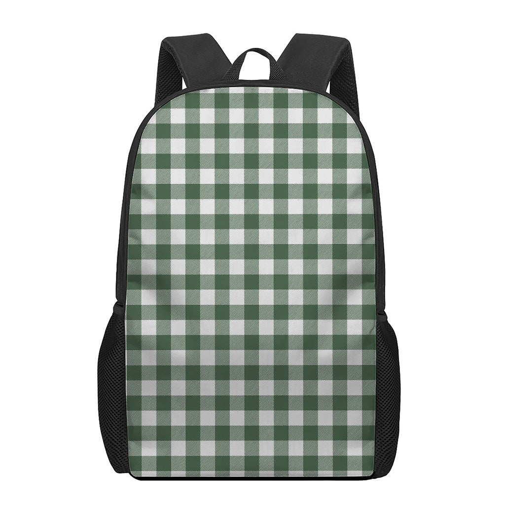 Forest Green Buffalo Check Pattern Print 17 Inch Backpack