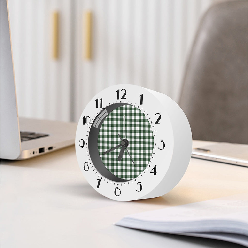 Forest Green Buffalo Check Pattern Print Alarm Clock