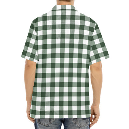 Forest Green Buffalo Check Pattern Print Aloha Shirt
