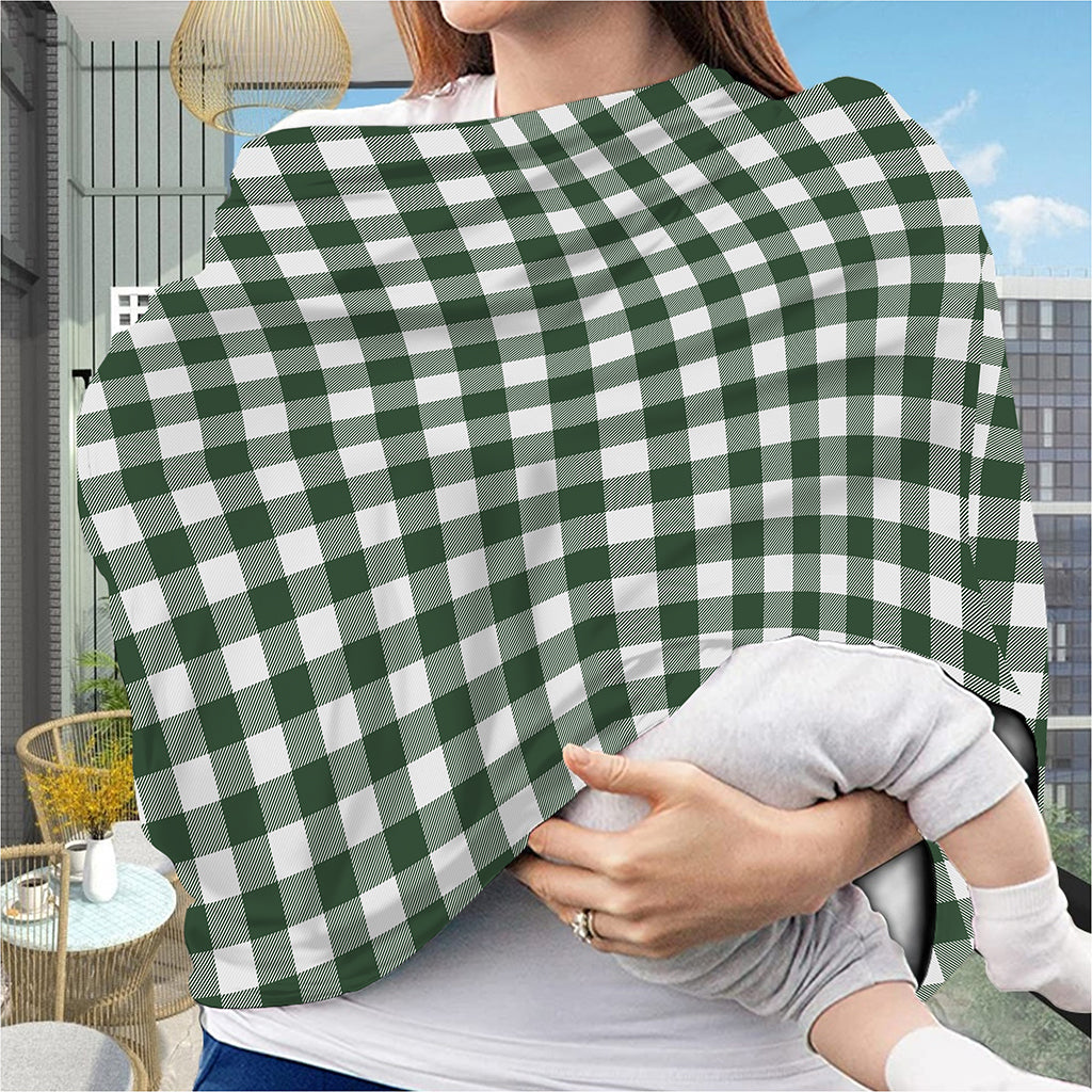 Forest Green Buffalo Check Pattern Print Baby Seat Cover