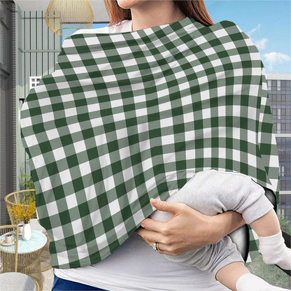 Forest Green Buffalo Check Pattern Print Baby Seat Cover