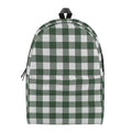 Forest Green Buffalo Check Pattern Print School Backpack