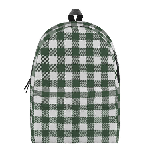 Forest Green Buffalo Check Pattern Print Backpack