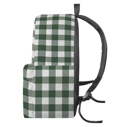 Forest Green Buffalo Check Pattern Print Backpack