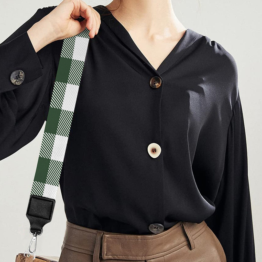 Forest Green Buffalo Check Pattern Print Bag Strap