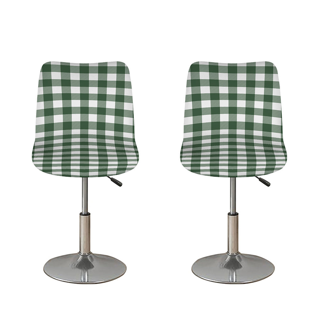 Forest Green Buffalo Check Pattern Print Bar Stool Covers