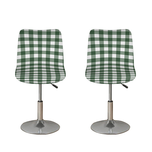 Forest Green Buffalo Check Pattern Print Bar Stool Covers