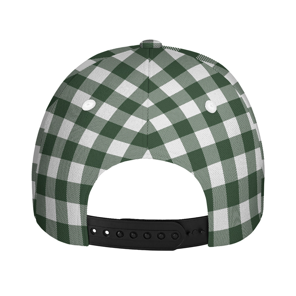 Forest Green Buffalo Check Pattern Print Baseball Cap
