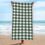 Forest Green Buffalo Check Pattern Print Beach Towel