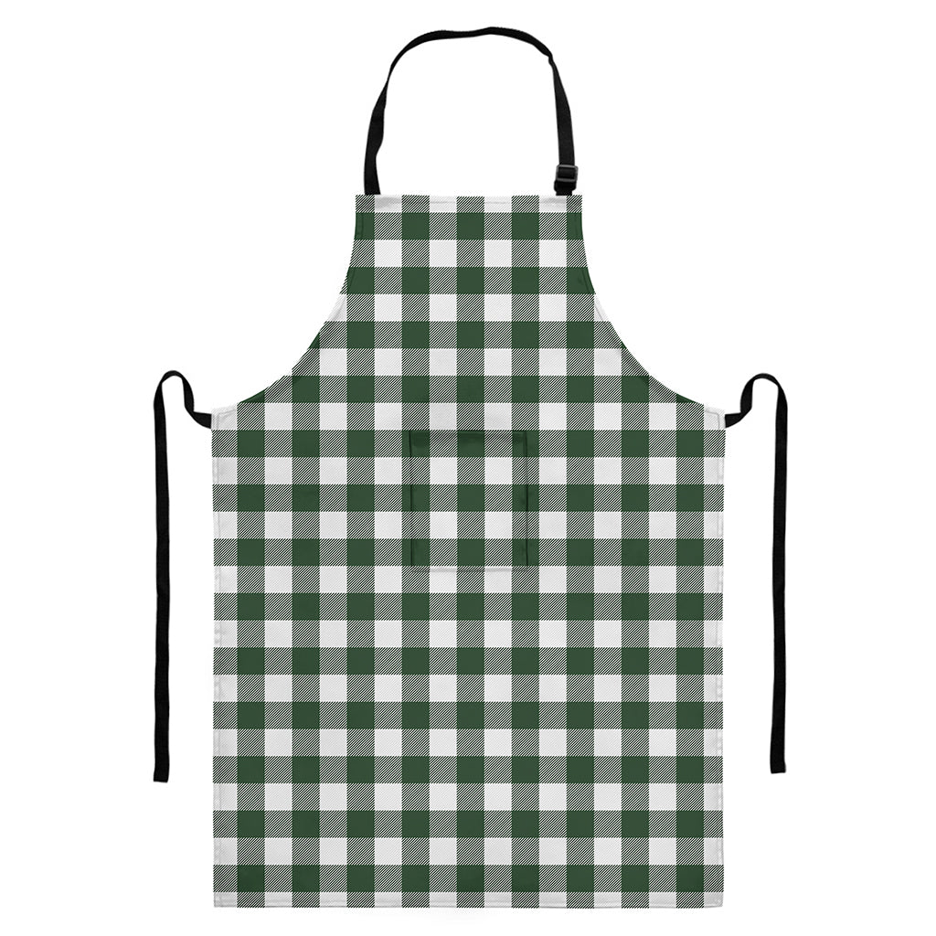 Forest Green Buffalo Check Pattern Print Bib Apron With Pocket
